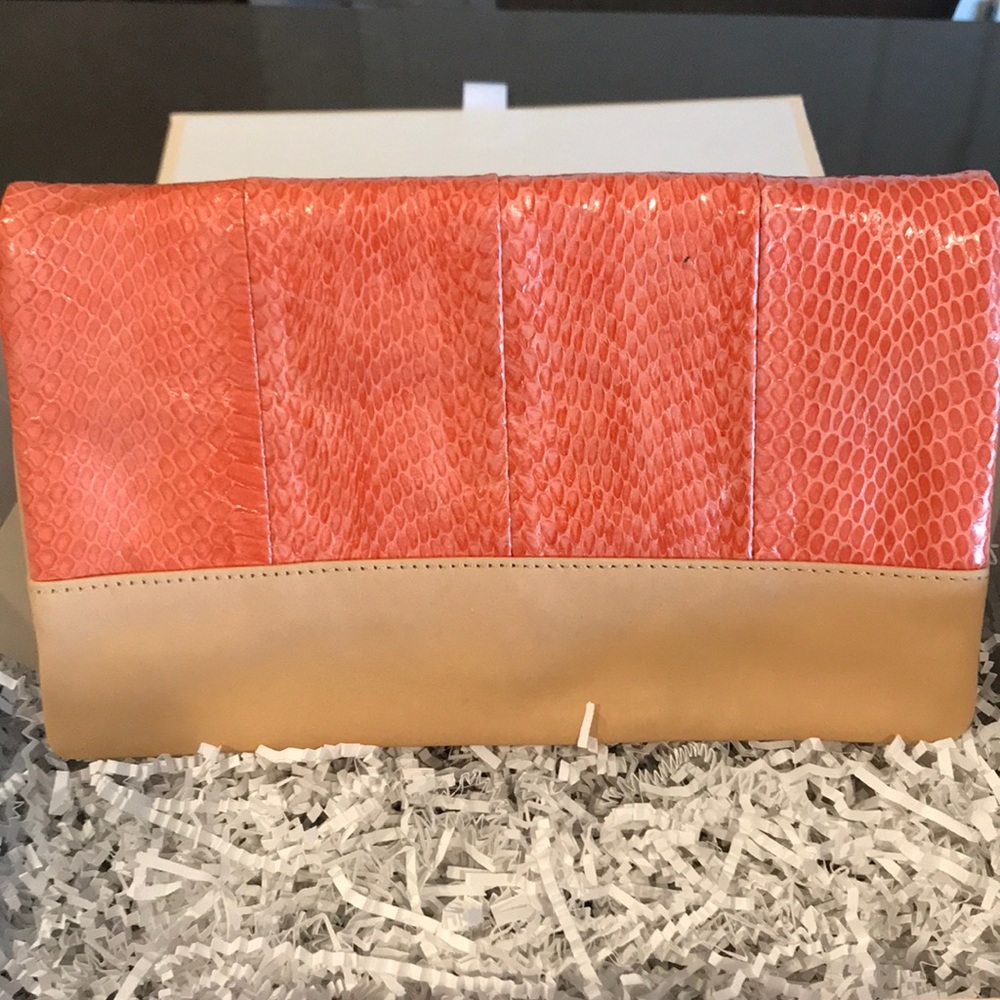 Clutch Ann Taylor Leather/two tone Tan